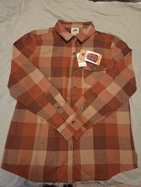 Womens ZeroXposur Rust and Tan Plaid Flannel Shirt